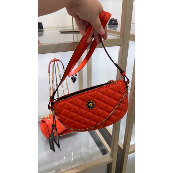 versace lamb skin quilted gold medusa coral crossbody bag - Picture 2 of 8
